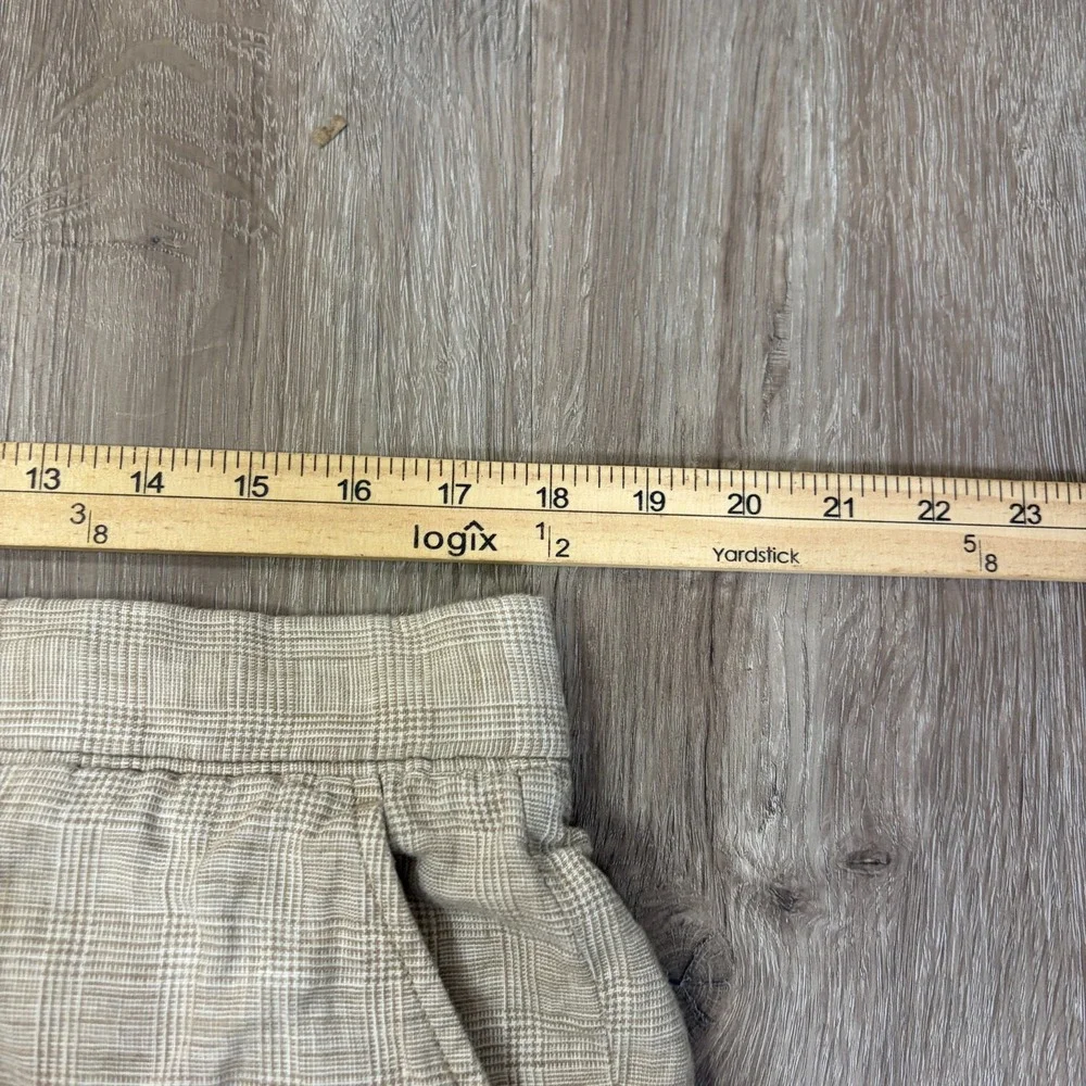 J Crew Classic Fit Linen Trousers 36x32 (Fits 36x30) Plaid Beige 100% Linen